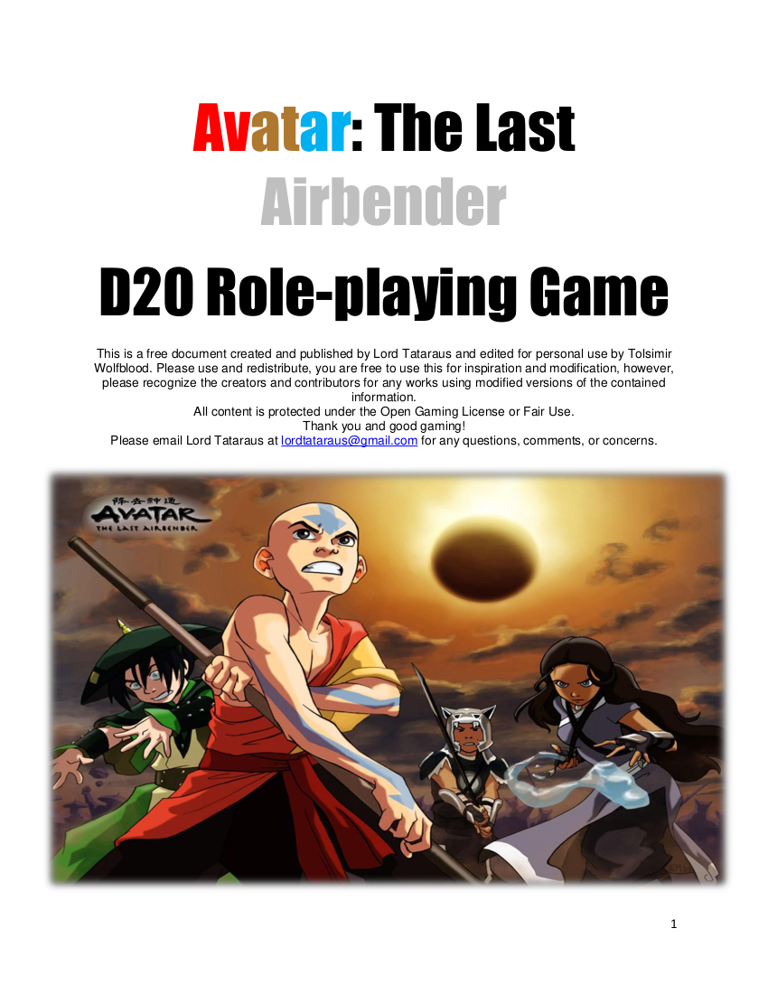 Avatar D20, 2010 Edition
